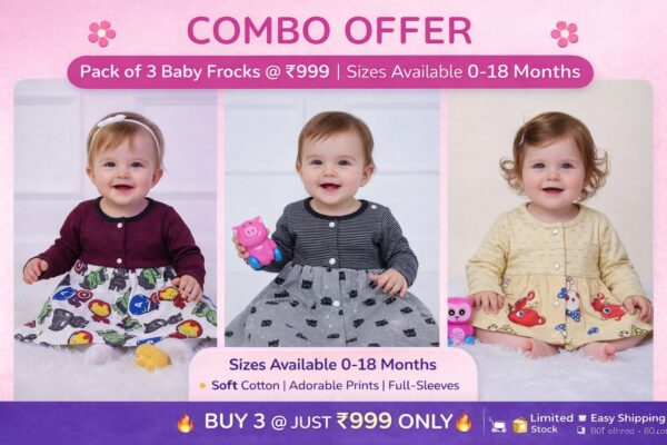 pack of 3 baby frocks